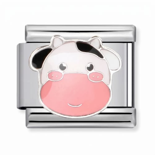 Charm Italiano Vaca Esmaltada Plateado