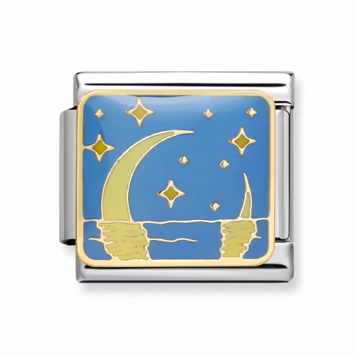 Charm Italiano Luna y Velero Plateado