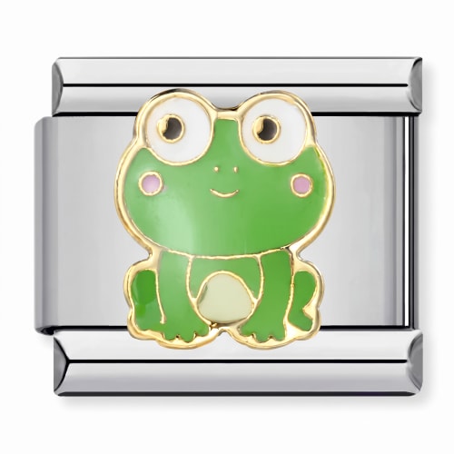 Charm Italiano Rana Verde Plateado