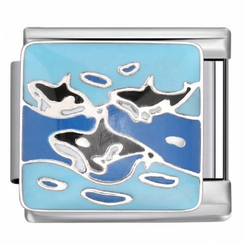 Charm Italiano Orcas Esmaltado Plateado