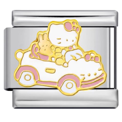 Charm Italiano Hello Kitty en Auto Plateado