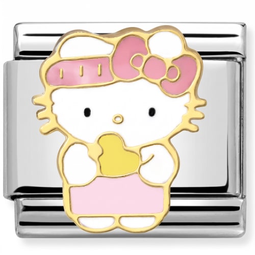 Charm Italiano Hello Kitty con Corazón Plateado