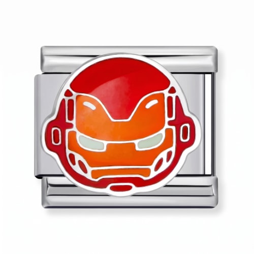 Charm Italiano Iron Man Rojo y Naranja Plateado
