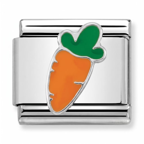 Charm Italiano Zanahoria Esmaltada Plateado