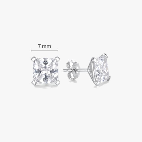 Broquel Zirconia Blanca Cuadrada 7×7 mm · Broche de Mariposa · Plata .925