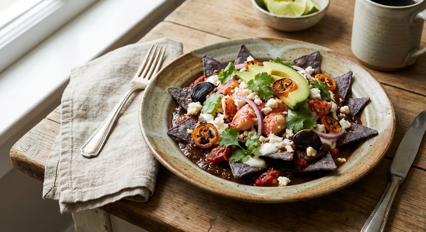 Lobster & Black Garlic Chilaquiles (Chilaquiles de Langosta al Ajo Negro)