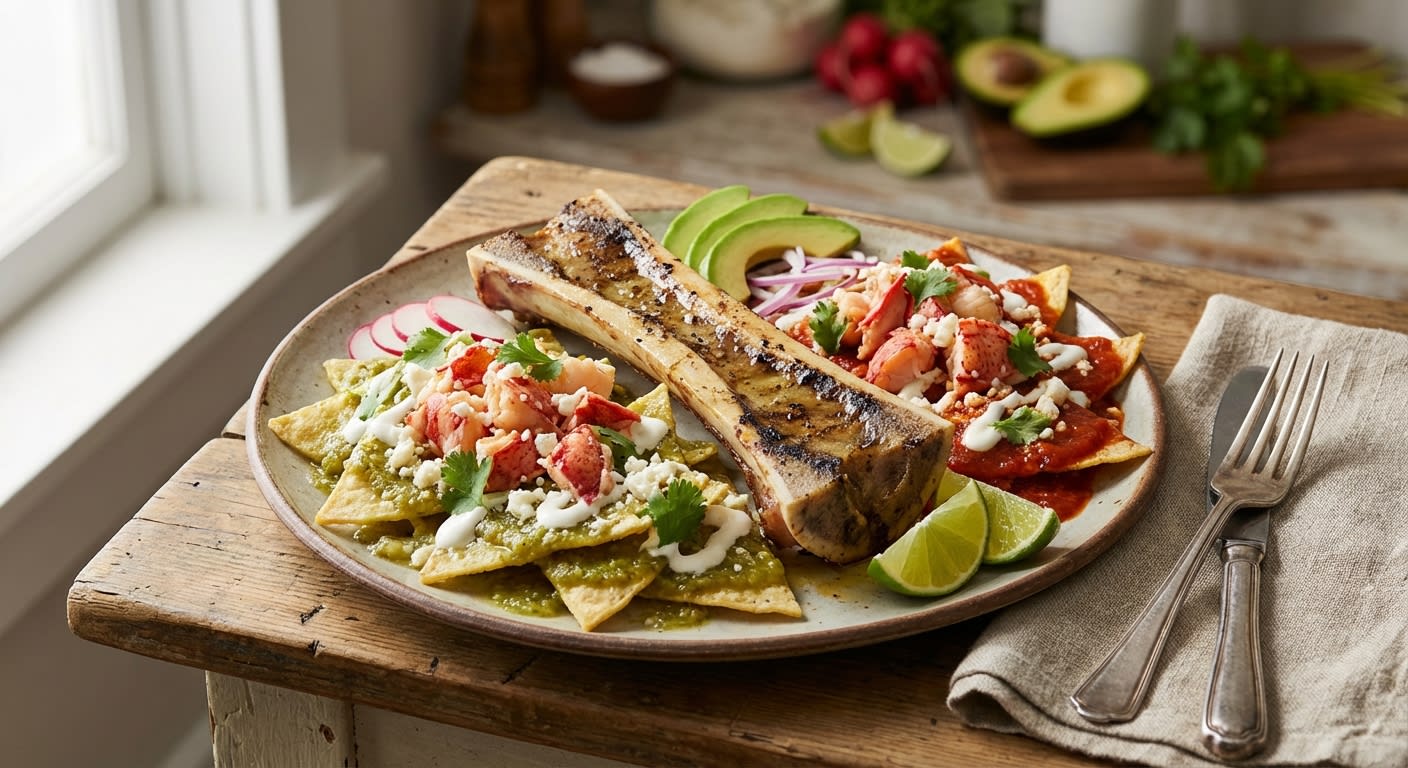 Lobster & Roasted Bone Marrow Chilaquiles Divorciados