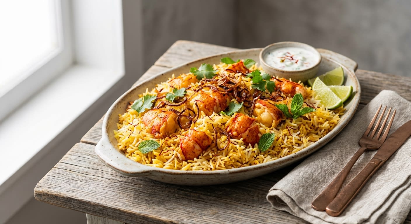 Saffron-Infused Lobster Dum Biryani