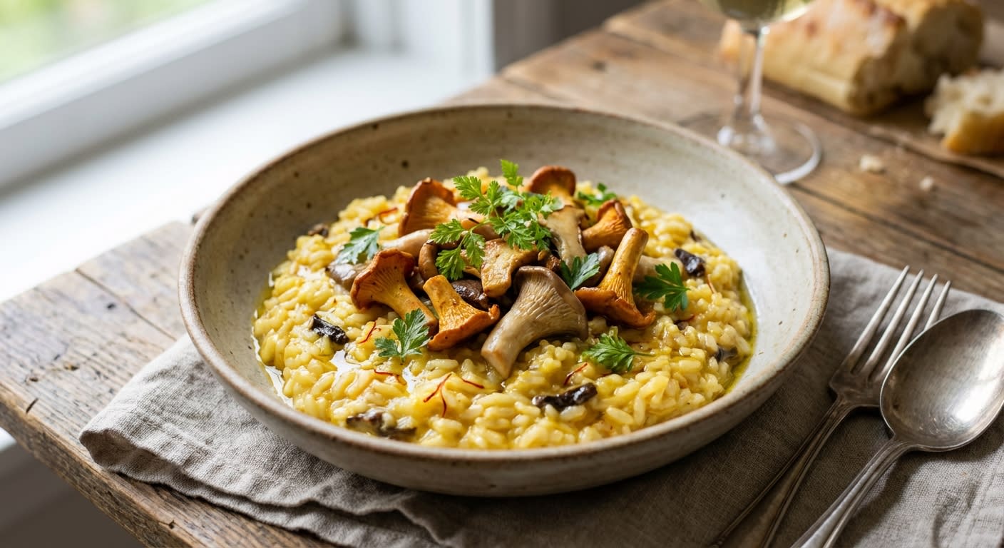 Saffron & Wild Mushroom Risotto with Truffle Essence