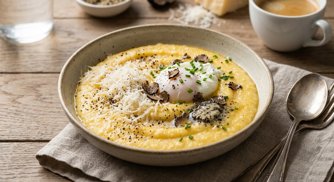 Savory Truffled Polenta 'Cacio e Pepe' Breakfast Bowl