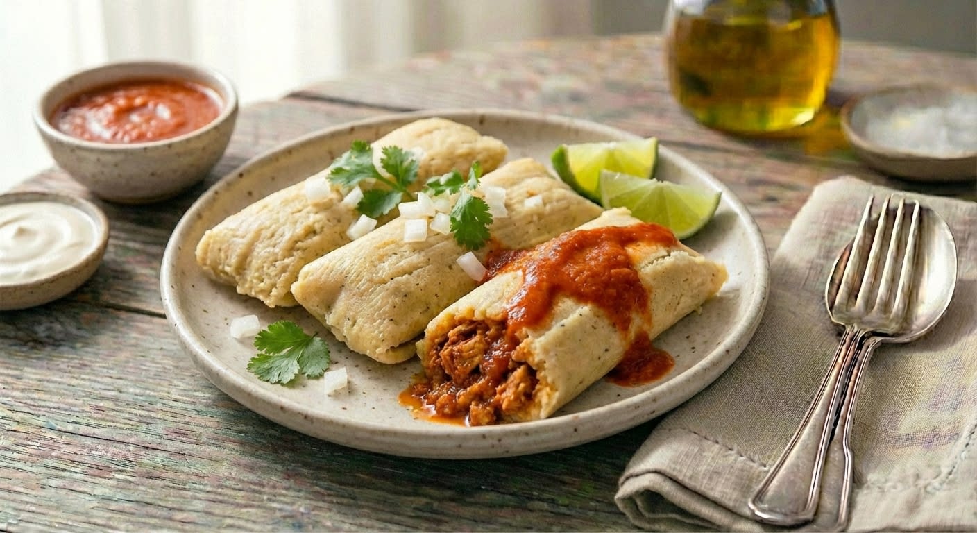 Tamales de Cerdo en Salsa Roja