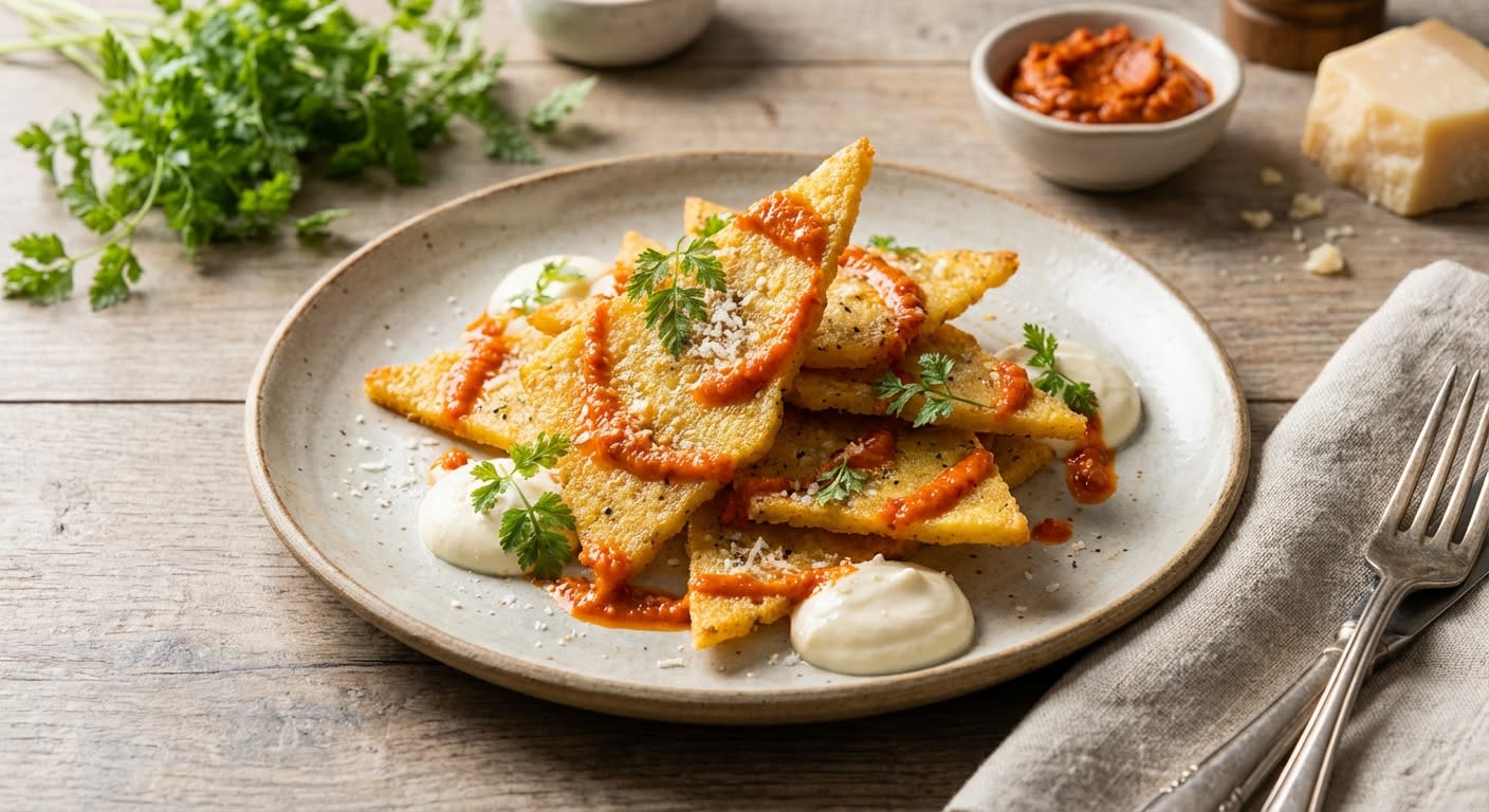 Truffle-Infused Polenta Crisps with Spicy Nduja & Mascarpone Crema