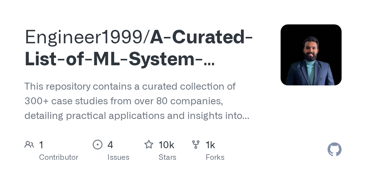 This repository contains a curated collection of 300+ case studies from over 80 companies, detailing practical applications and insights into machine learning (ML) system design. The contents are organized to help you easily find relevant case studies based on industry or specific ML use cases.