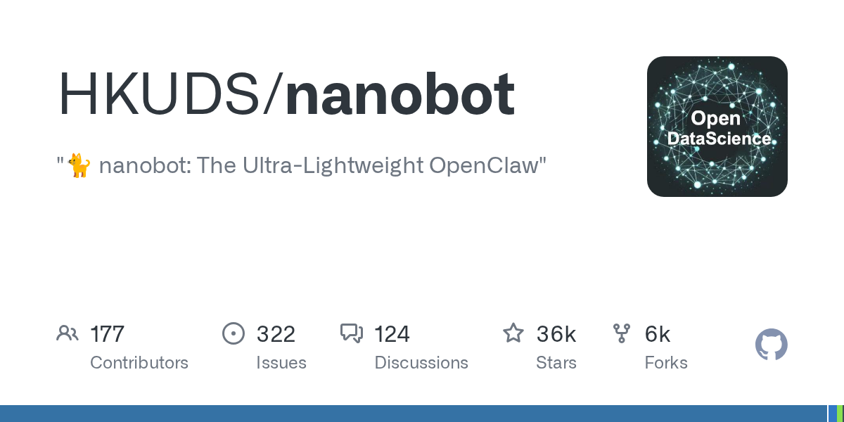"🐈 nanobot: The Ultra-Lightweight OpenClaw"