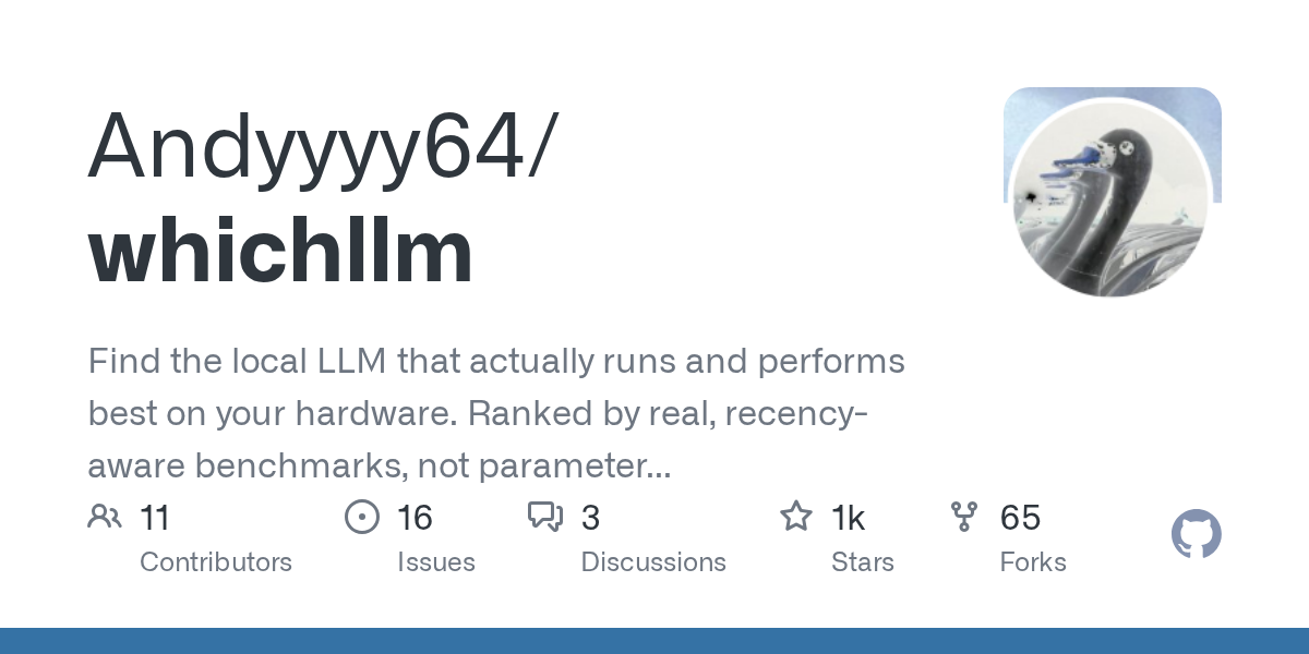 whichllm finds the best-performing LLM for your hardware.