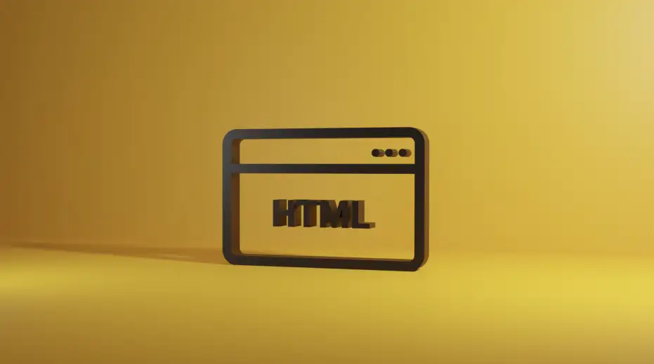 a yellow animated image of a html logo