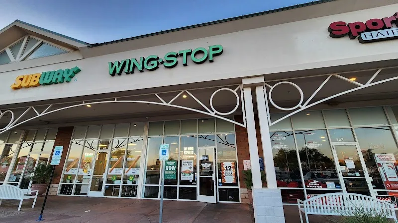 Wingstop food and storefront view at 937 N Dobson Rd Ste 104 in Mesa, Arizona