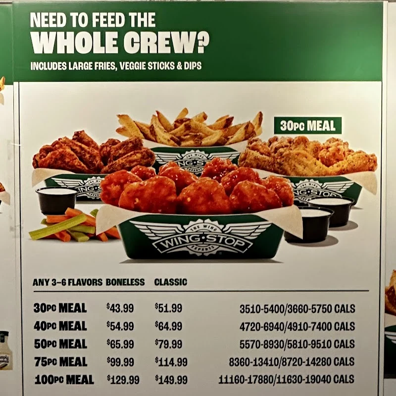 Wingstop food and storefront view at 17150 Brookhurst St. in Fountain Valley, California