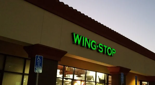 Wingstop food and storefront view at 2018 E Carson St in Long Beach, California