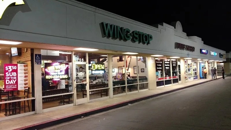 Wingstop food and storefront view at 756 E Arrow Hwy in Pomona, California