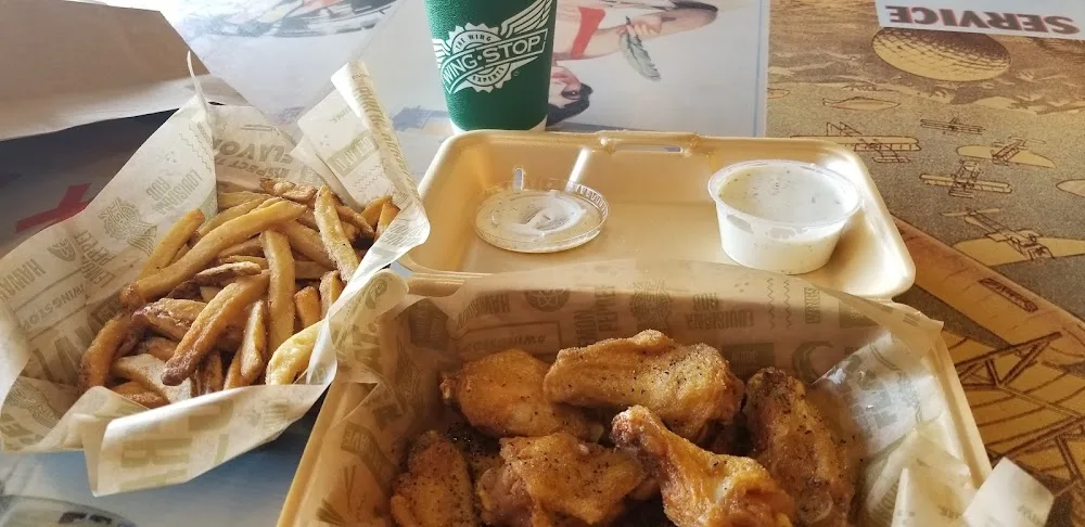 Wingstop food and storefront view at 4117 Patterson Ave in Baltimore, Maryland
