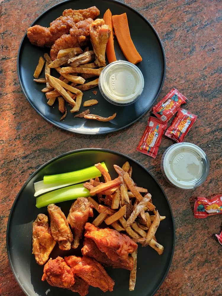 Wingstop food and storefront view at 18230 Flower Hill Way in Gaithersburg, Maryland