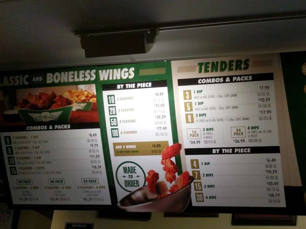 Wingstop food and storefront view at 7880 Alexander Promenade Pl in Raleigh, North Carolina