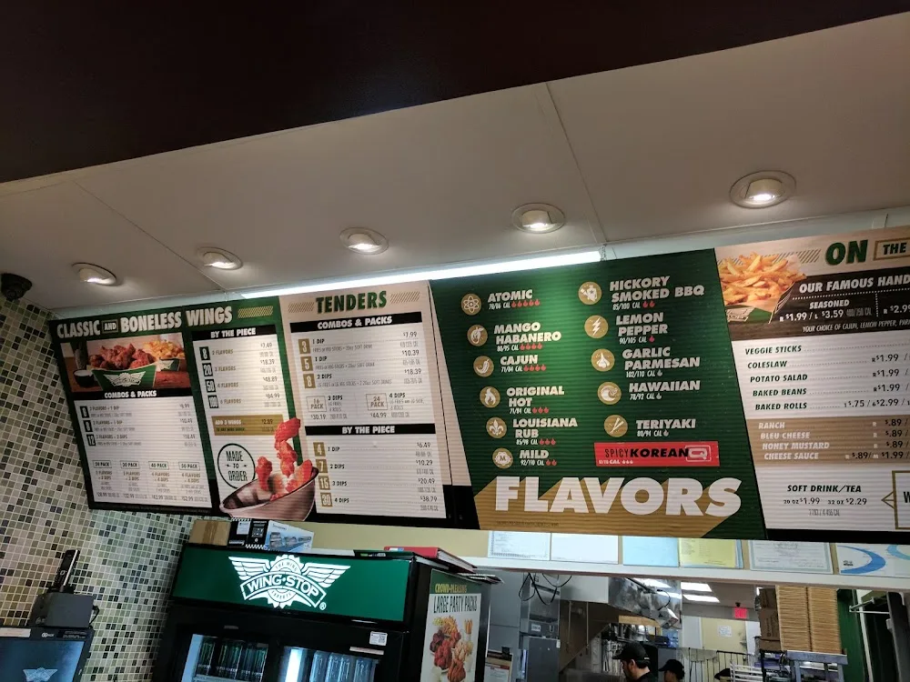 Wingstop food and storefront view at 1244 McCarter Hwy in Newark, New Jersey