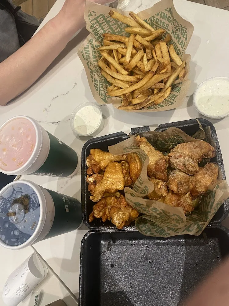 Wingstop food and storefront view at 2411 W Sahara Ave in Las Vegas, Nevada