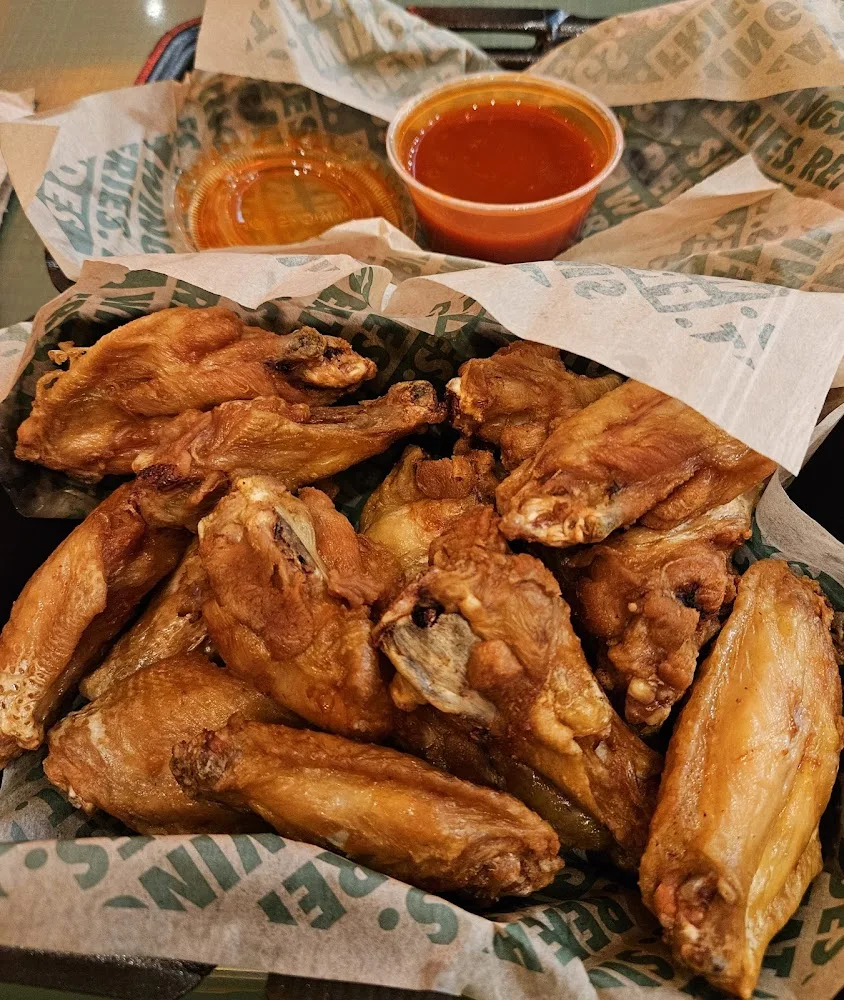 Wingstop food and storefront view at 11011 W. Charleston Blvd in Las Vegas, Nevada