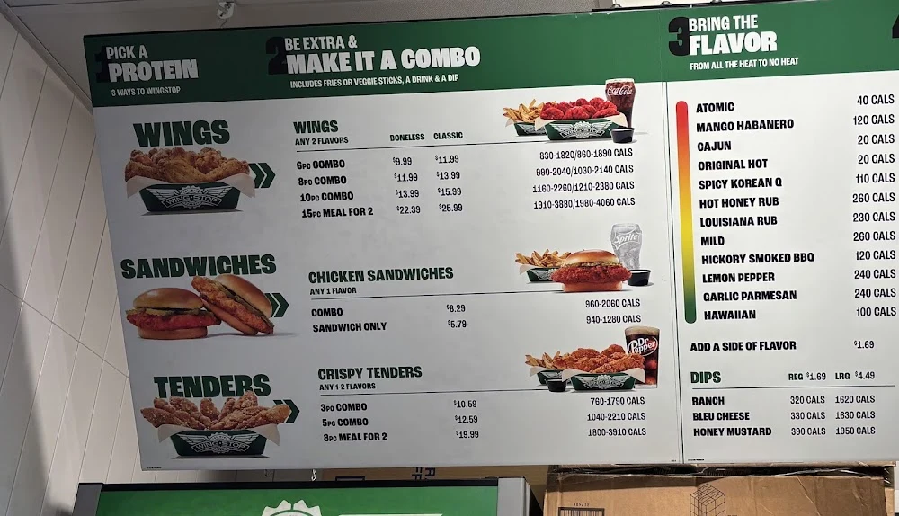 Wingstop food and storefront view at 4010 N Collins St in Arlington, Texas