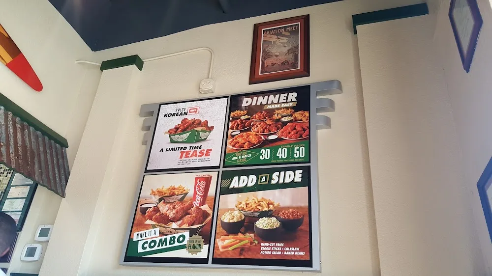 Wingstop food and storefront view at 2410 E Riverside Dr Ste A1 in Austin, Texas