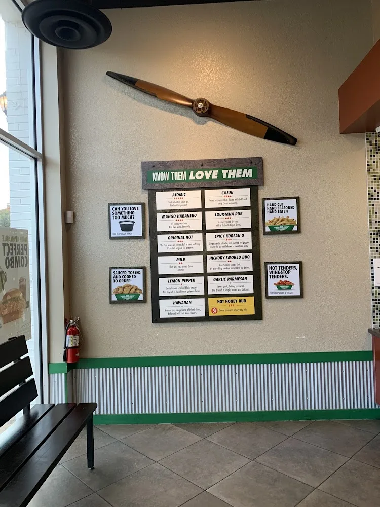 Wingstop food and storefront view at 2316 Guadalupe St in Austin, Texas
