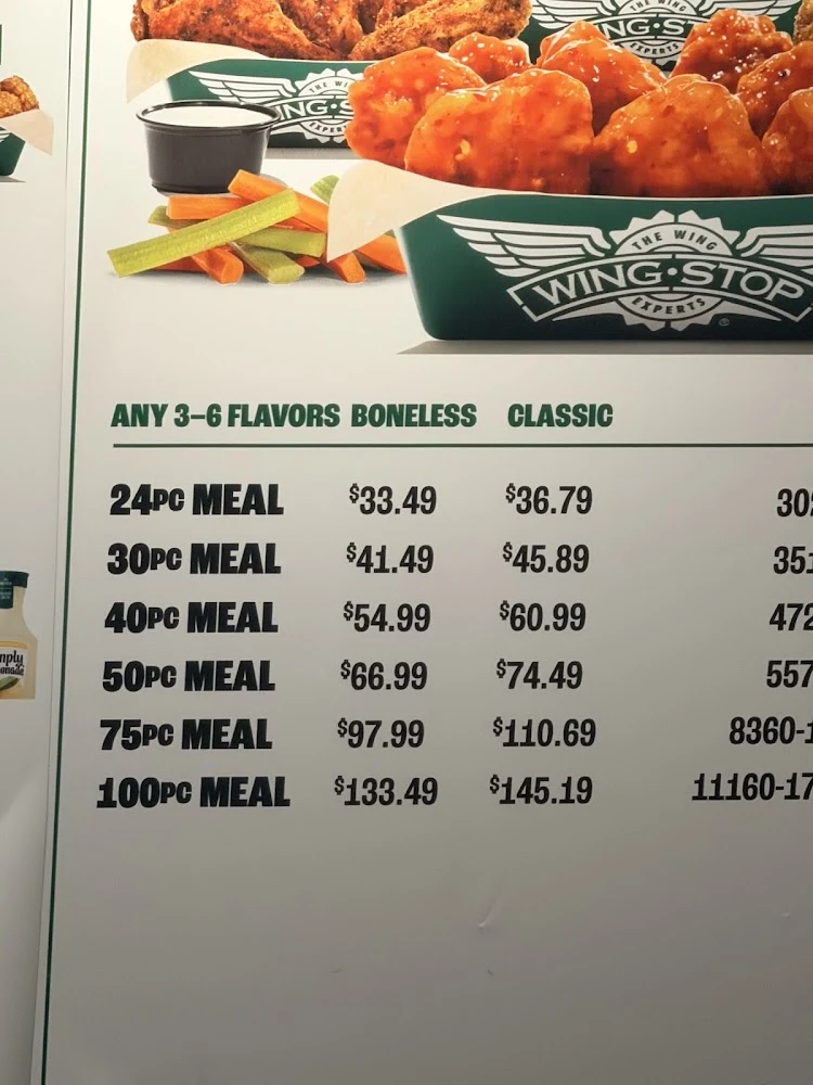Wingstop food and storefront view at 2503 FM 1960 E. in Houston, Texas