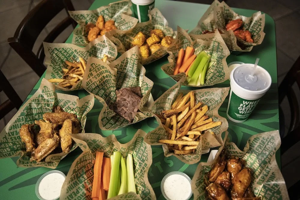 Wingstop food and storefront view at 5671 Fairmont Parkway in Pasadena, Texas