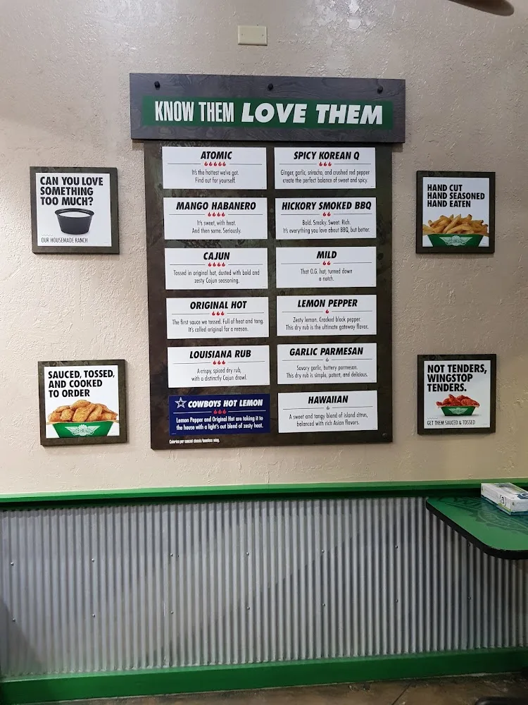 Wingstop food and storefront view at 2100 14th St Ste 119 in Plano, Texas