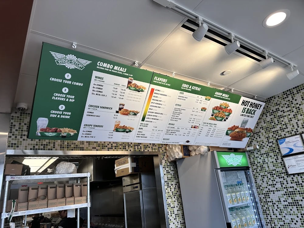 Wingstop food and storefront view at 1201 E Spring Creek Pkwy in Plano, Texas