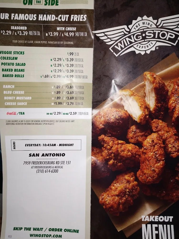 Wingstop food and storefront view at 7959 Fredericksburg Rd Ste 151 in San Antonio, Texas