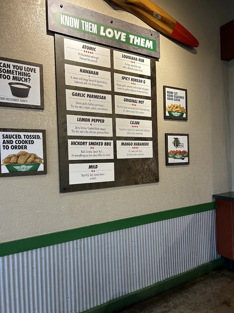 Wingstop food and storefront view at 510 Sawdust Rd Ste 201 in The Woodlands, Texas