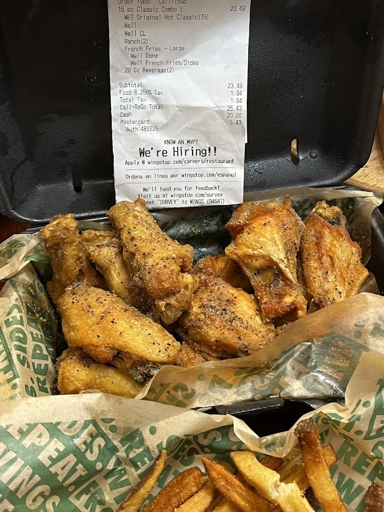 Wingstop food and storefront view at 1918 E Southeast Loop 323 in Tyler, Texas