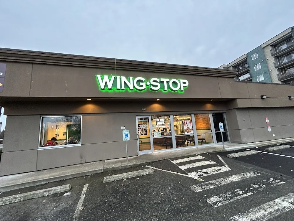 Wingstop food and storefront view at 20121 Aurora Ave. N in Shoreline, Washington