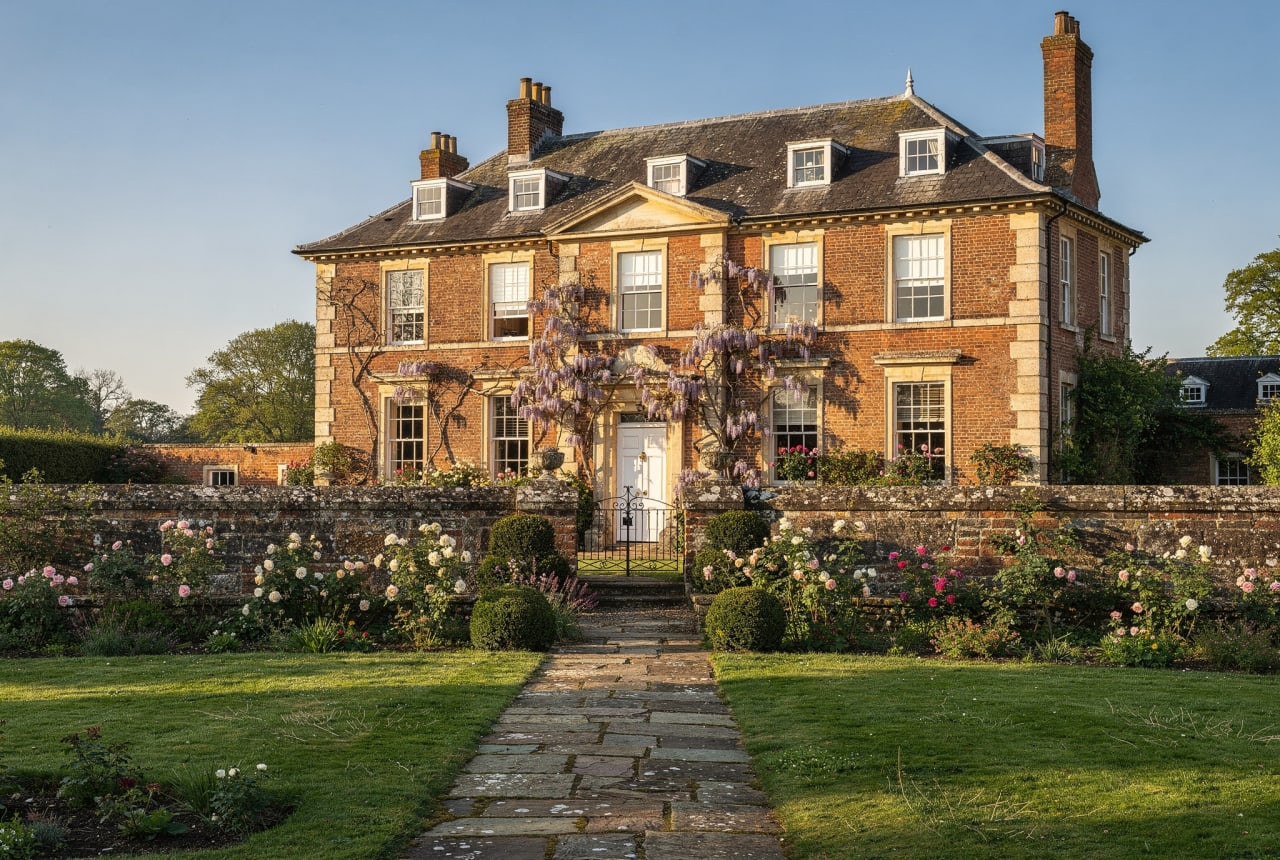 No. I — a Georgian former rectory with a walled rose garden.