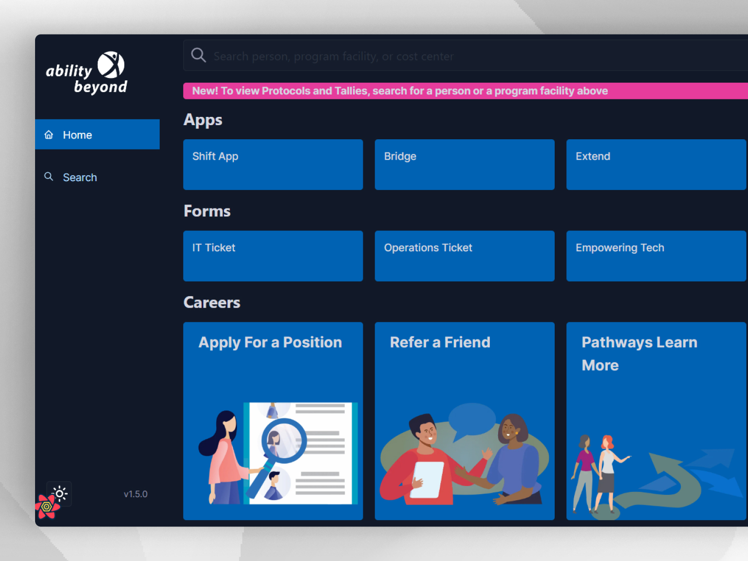Ability Beyond Main Dashboard