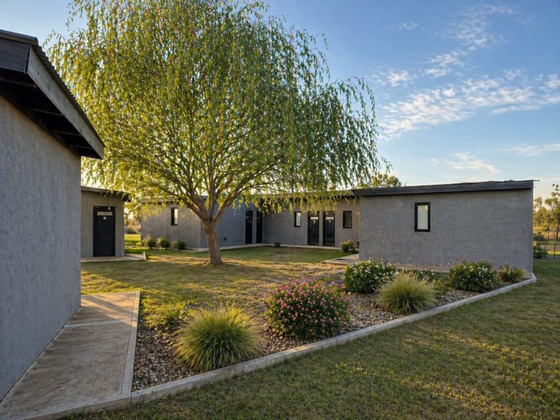 Habitación de Corral de Pirca con camas preparadas y calefacción