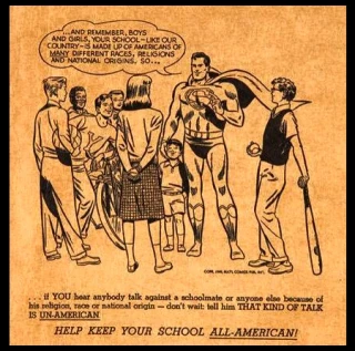 Alt-Un cartel de Superman de 1950 instaba a los niños a defender a todos los estadounidenses, independientemente de su raza, religión u origen nacional [Eng]