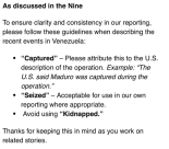 Alt-BBC prohíbe a sus periodistas usar el término "secuestrado" para describir la captura de Maduro