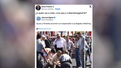 Ayuso y Almeida 'socorren' a un espectador: la foto que desata risas