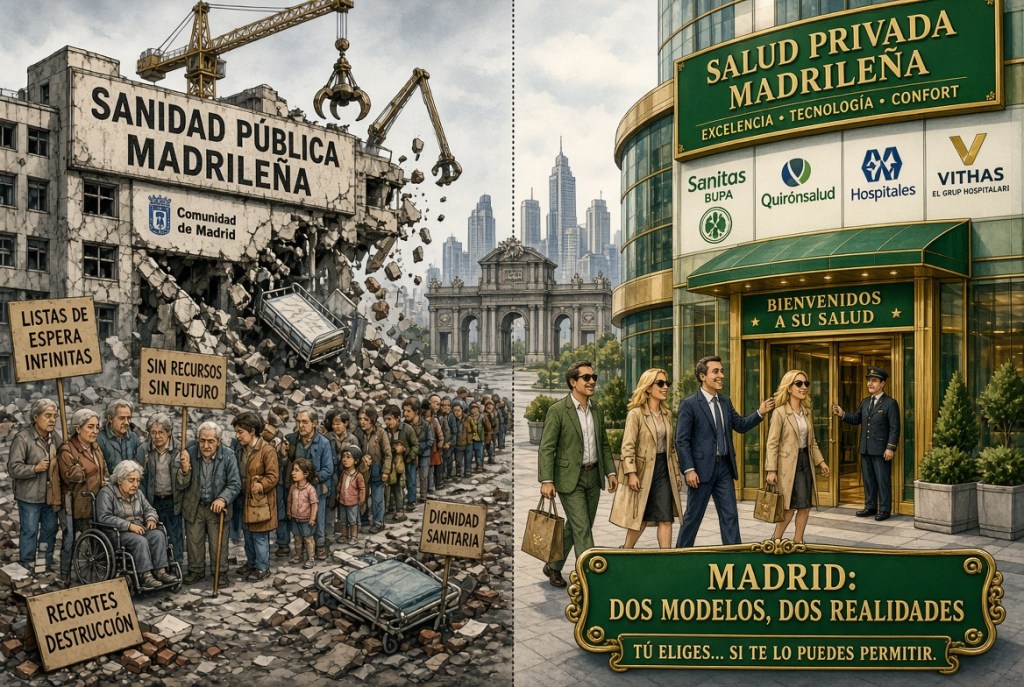 Gráfico que evidencia el desmantelamiento de la sanidad pública madrileña