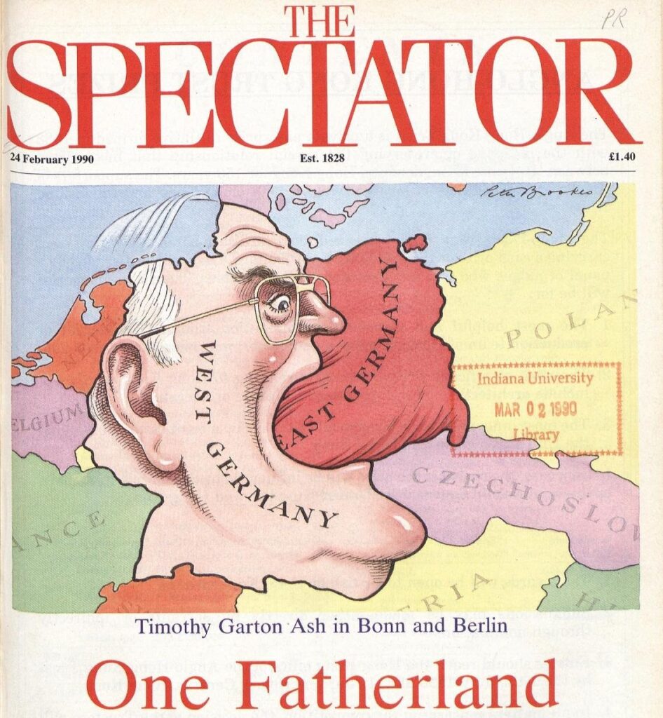 Caricatura de 1990: Alemania Occidental devora a la RDA