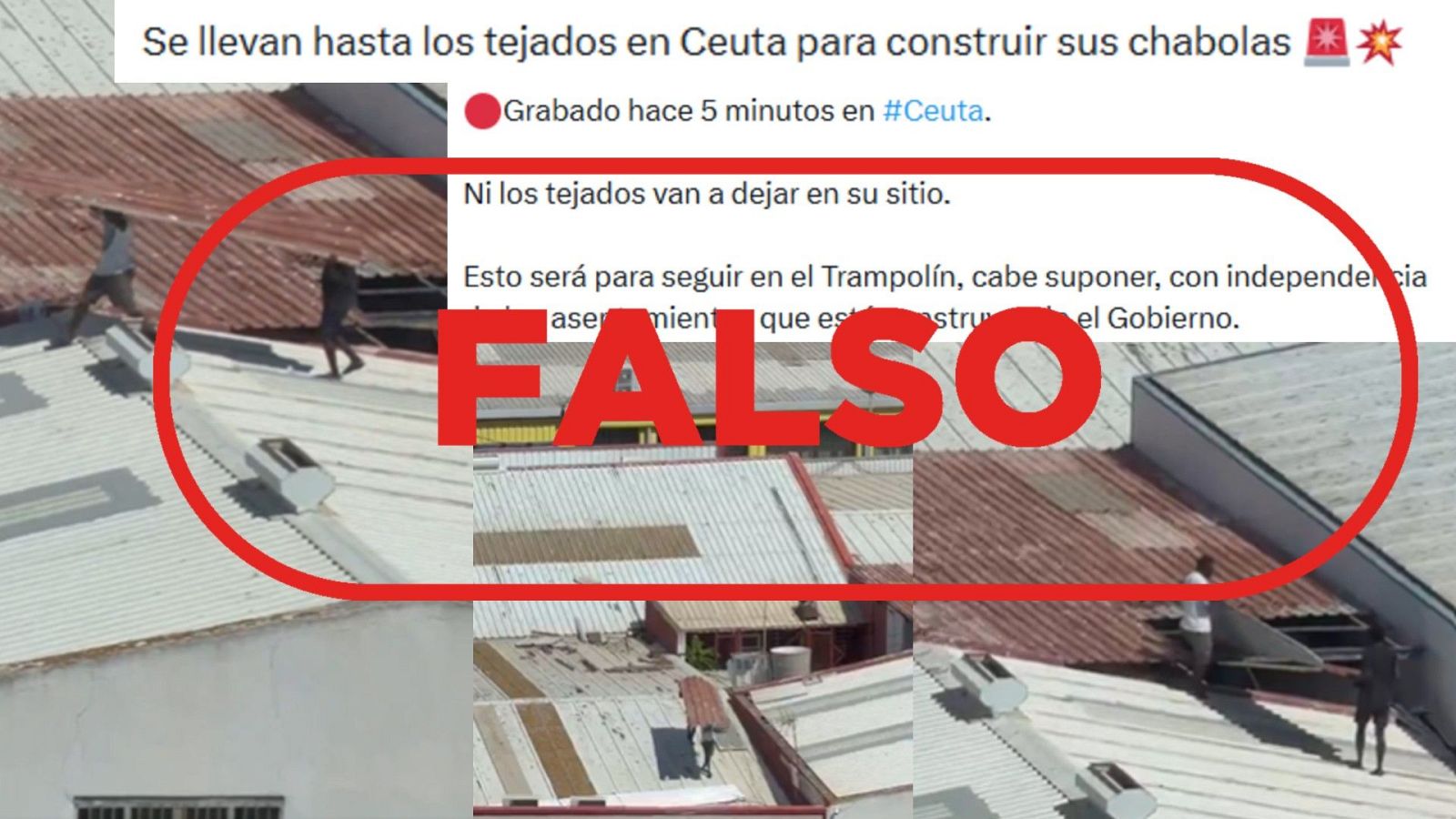 Desmentido: no son migrantes robando tejados en Ceuta, es un bulo